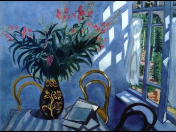 Marc Chagall Painting - Interior con flores contemporáneo Marc Chagall